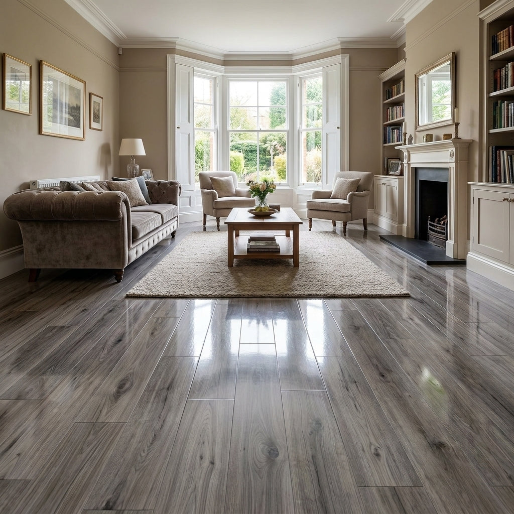 Oak Laminate Flooring 8mm High Gloss with 48-Hour Water Resistance