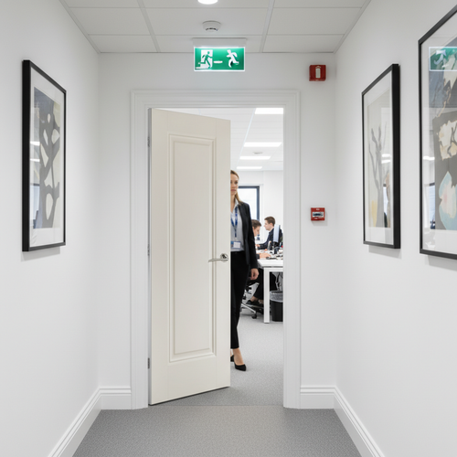 Premium 1 Panel White Primed Fire Door - 30 Minute Fire Rated, Solid Engineered Core, Various Sizes Available