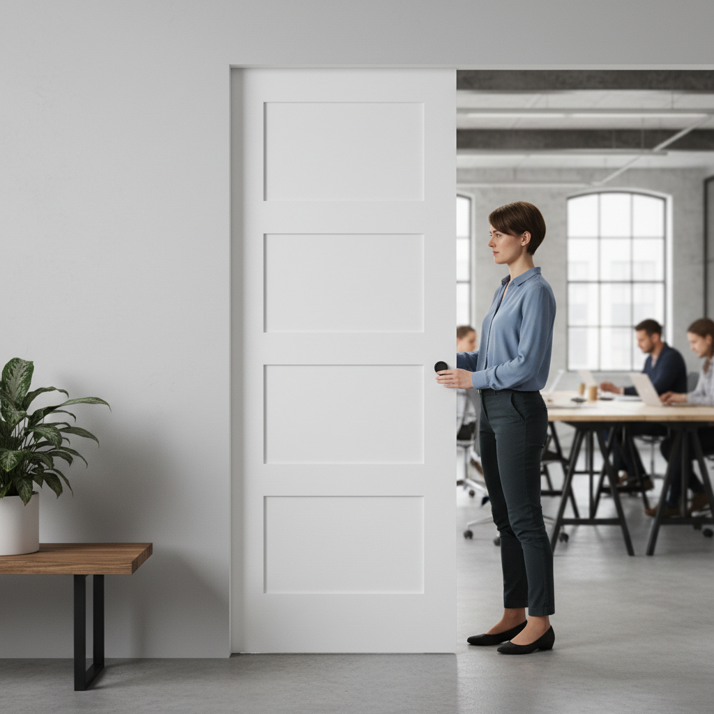 Premium Flush Pocket Door Set with No Bottom Track - Space-Saving and Discreet Design for Home Interiors