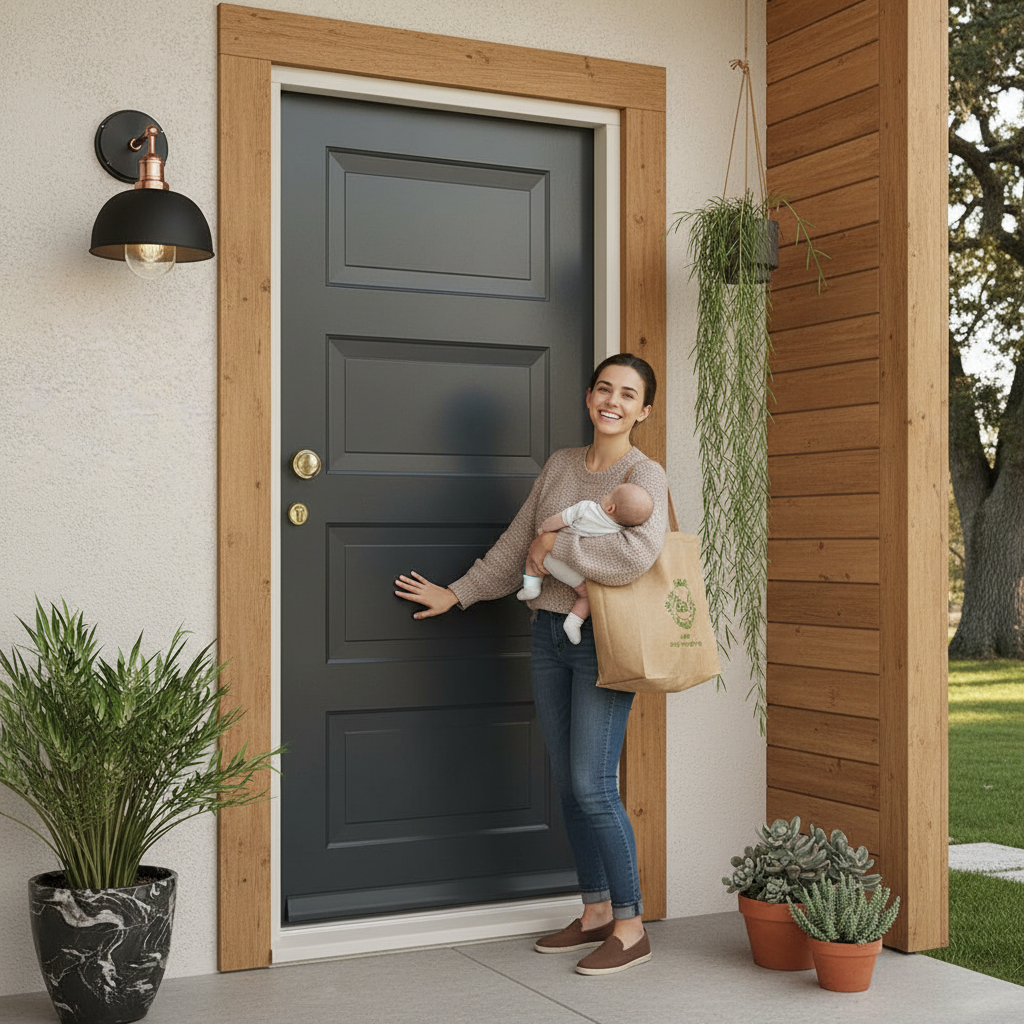 Premium Custom Made 4 Panel External Door with Solid Merbau Hardwood, 44mm Thickness, and Multiple RAL Color Options