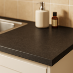 Compact Square Edge Laminate Worktop in Black, 3050mm x 650mm x 12.5mm - detail view
