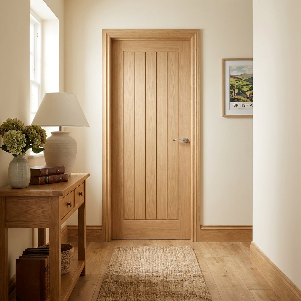 Internal Unfinished Oak Door - Toledo 3 Panel Design