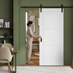 Internal White Primed 3 Panel Sliding Door Set with Space-Efficient Design and Customizable Finish - Image 2