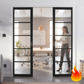 Premium Extra Slim Fire Rated Double Pocket Door System with Custom-Made Fire Doors and Galvanised Steel Frame