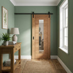 Oak Internal Sliding Door Unfinished with 1 Light Clear Glass Glazing