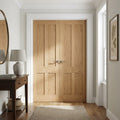 Internal Oak Victorian 4 Panel Flat Pair Door Unfinished Solid Engineered