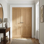 Internal Oak Victorian 4 Panel Flat Pair Door Unfinished Solid Engineered