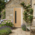 External Oak Door Unfinished with 1 Light Obscure Glazing and Double Offset