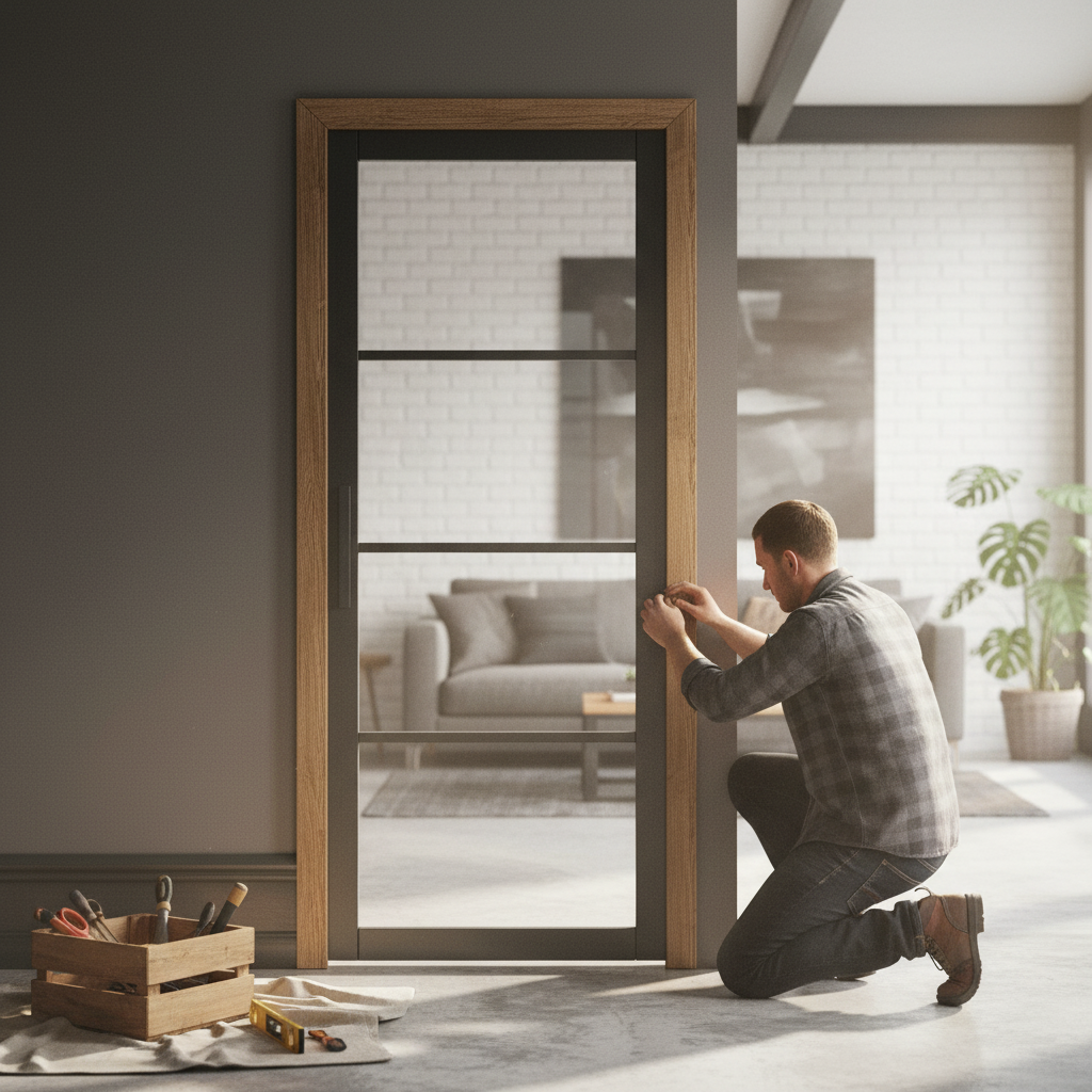 Premium Internal Fully Finished Industrial Studio 4 Light Clear Glass Door for Contemporary Interiors