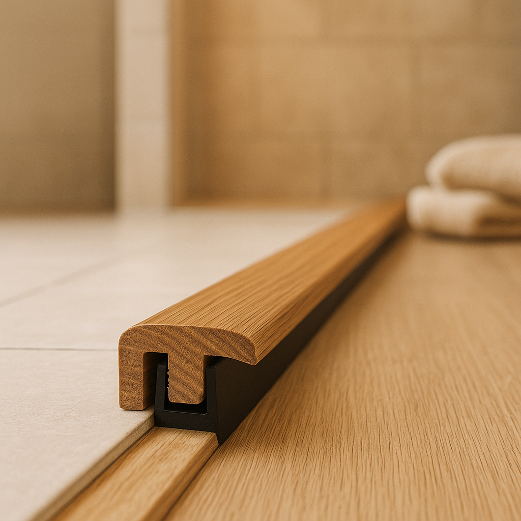 Oak End Profile Door Bar - Natural Oiled Finish, 990mm Length - detail view