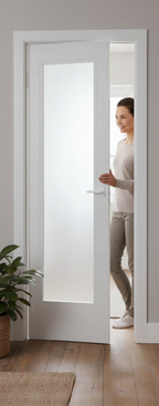 Premium White Primed 1 Light Glazed Door with V Groove Design and Engineered Construction for Strength