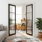 Internal Primed Industrial 2.0 Lifestyle 4 Light Clear Glass Door Pair for Contemporary Home Design - Image 2