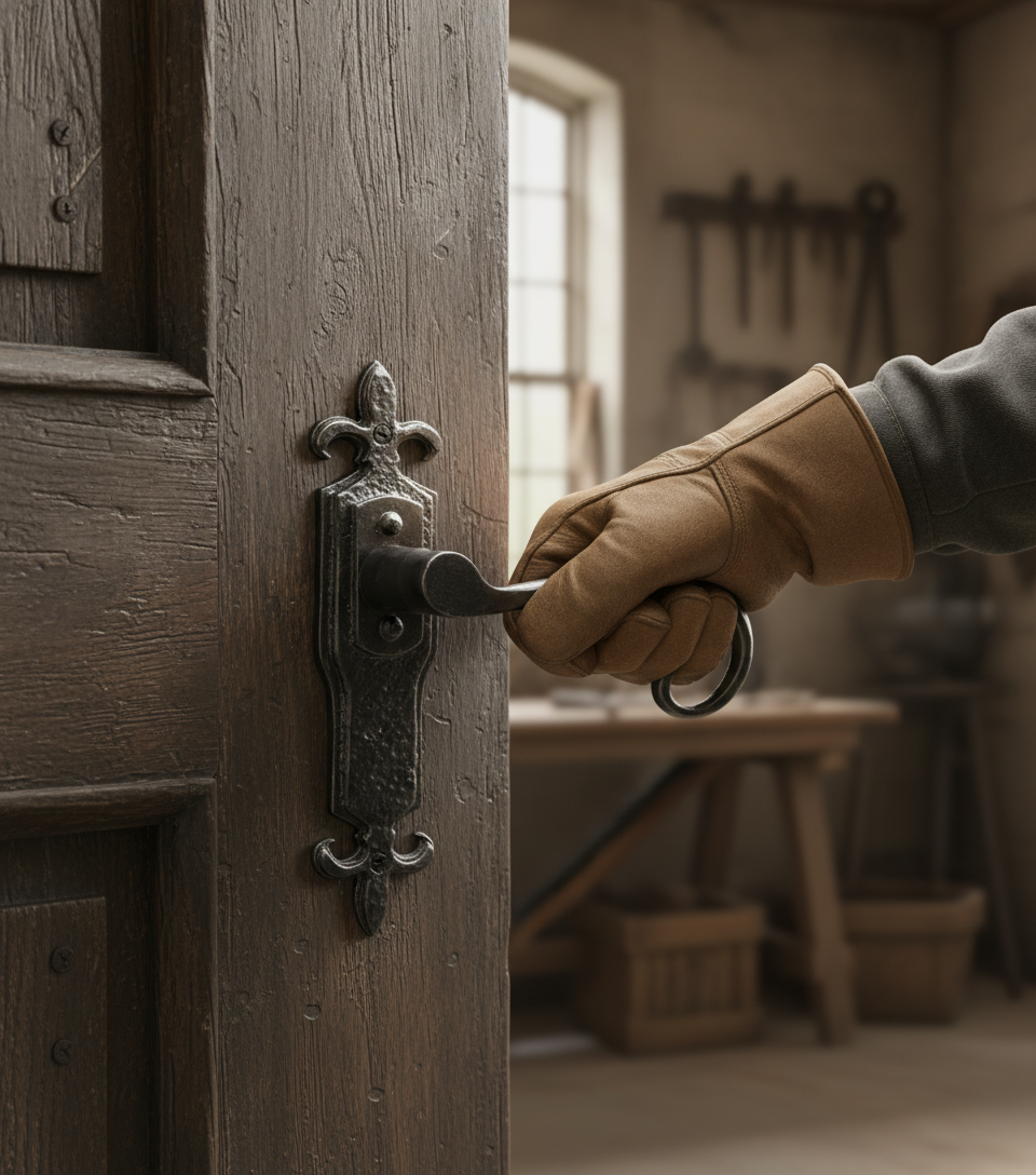 Premium Curly Tail Lever on Gothic Backplate for Authentic Style in Any Setting - High-Quality Professional Grade for Industrial and Commercial App...