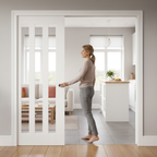 Premium Glazed Pocket Door Set with Galvanized Steel Frame, Adjustable Jambs, and Space-Saving Design for Modern Interiors