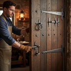 Pewter Door Hardware Kit with Heavy-Duty T Hinges and Suffolk Thumb Latch for Solid Oak Doors - Image 2