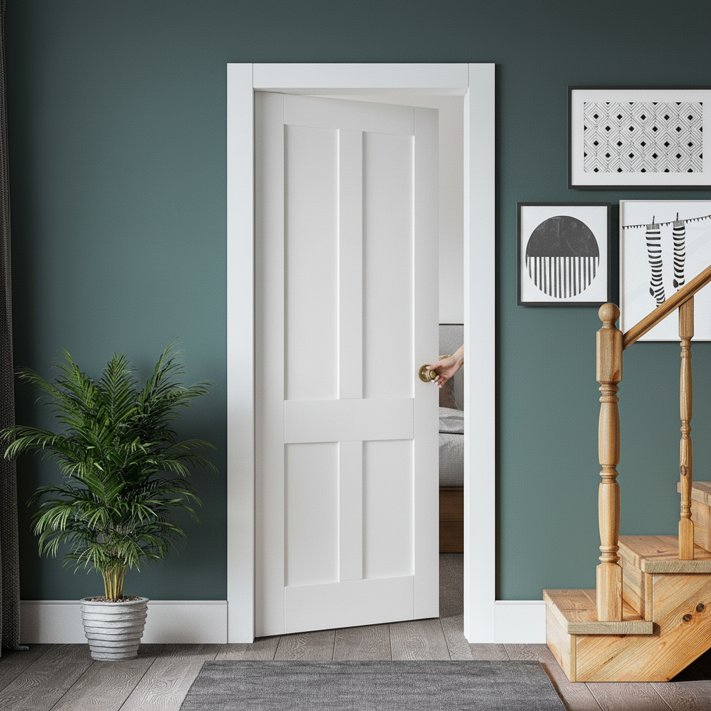 Premium Internal Primed Flat Victorian Shaker 4 Panel Door - Durable Timber Construction for Timeless Interior Style - Image 2
