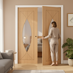 Premium Clear Glazed Double Pocket Door Set with Galvanised Steel Frame and Adjustable Track System