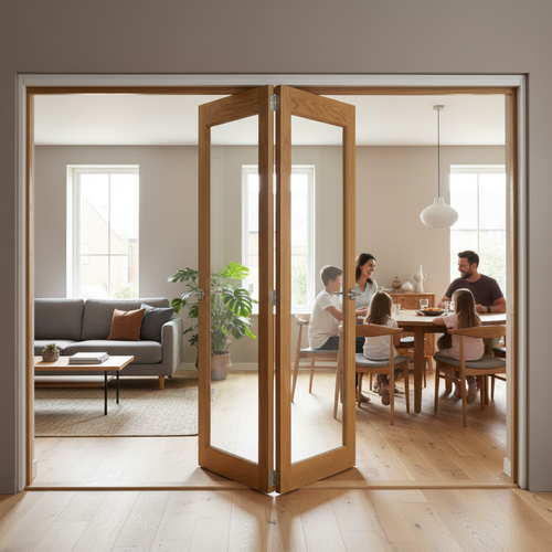 Premium 10ft Internal Oak Folding Bifold Door Set with Reversible Design and FSC Certification