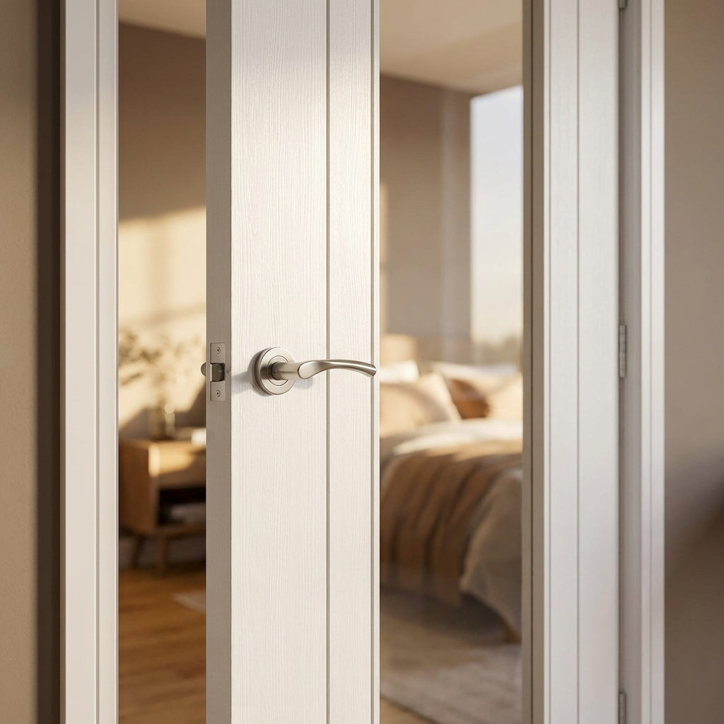 Internal White Door with Made-to-Measure 1 Light Toughened Obscure Glass - detail view