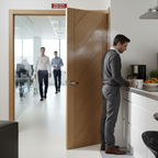 Premium Oak Internal Fire Door with Diagonal Panels and U-Grooves for Modern Spaces