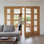 Premium Shaker 4 Light Clear Glazed French Doors with Matching Side Panels for Impressive Room Dividers