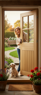 Premium 4 Light Double Glazed Stable Door with Slatted Design for Cottage Charm - High-Quality Professional Grade for Industrial and Commercial App...