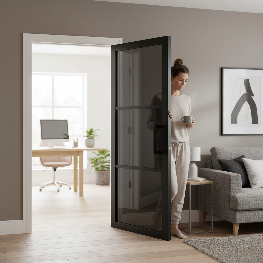 Premium 3L Internal Door with Tinted Glass and Solid Engineered Core for Durability