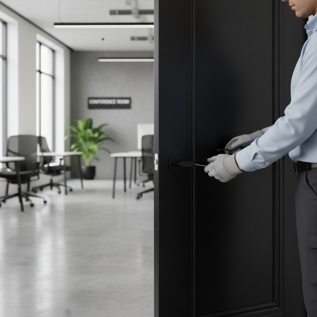 Premium Internal Fully Finished Black Lancaster 1 Panel Door with Solid Core and Trimmable Design for Contemporary Interiors