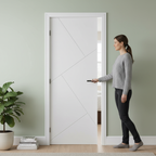 Premium White Internal Door with Bold Grooves - Solid Core, Engineered Construction, and Customizable Size Options