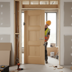 Premium 3 Panel Oak Fire Door with Engineered Construction, FD30 Certification, and Detailed Bolection Mouldings for Enhanced Safety