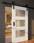 Internal White Sliding Door with 4 Light Obscure Glass, Primed Finish - detail view