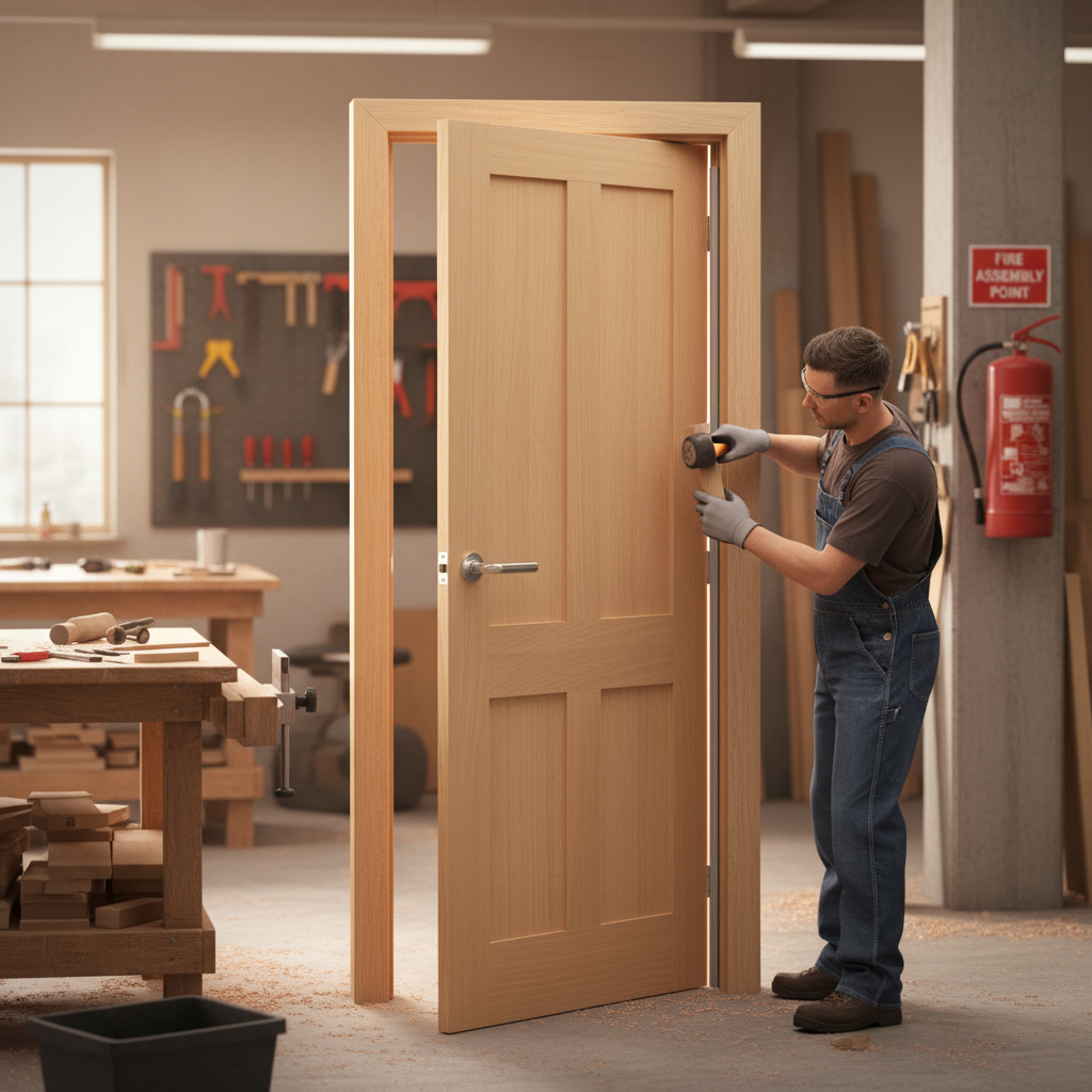 Premium Custom Made Victorian Shaker Fire Door with A-Grade Oak Veneer and Half Hour Fire Rating