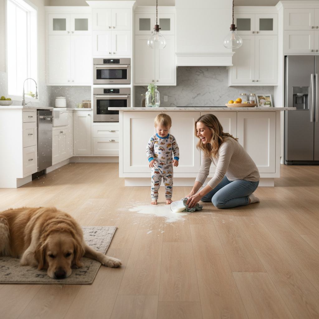 Premium 8mm Water-Resistant Laminate Flooring with Elegant Oak Effect Finish for Home and Commercial Use