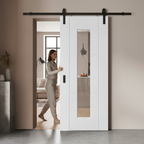 Premium Internal White Primed Sliding Door Set with Clear Glass Pane for Natural Illumination and Smooth Operation - Image 2