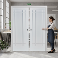 Premium 9 Panel Double Pocket Door Set - Space-Saving Design with Galvanised Steel Frame and Timber Lining Kit