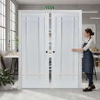 Premium 9 Panel Double Pocket Door Set - Space-Saving Design with Galvanised Steel Frame and Timber Lining Kit