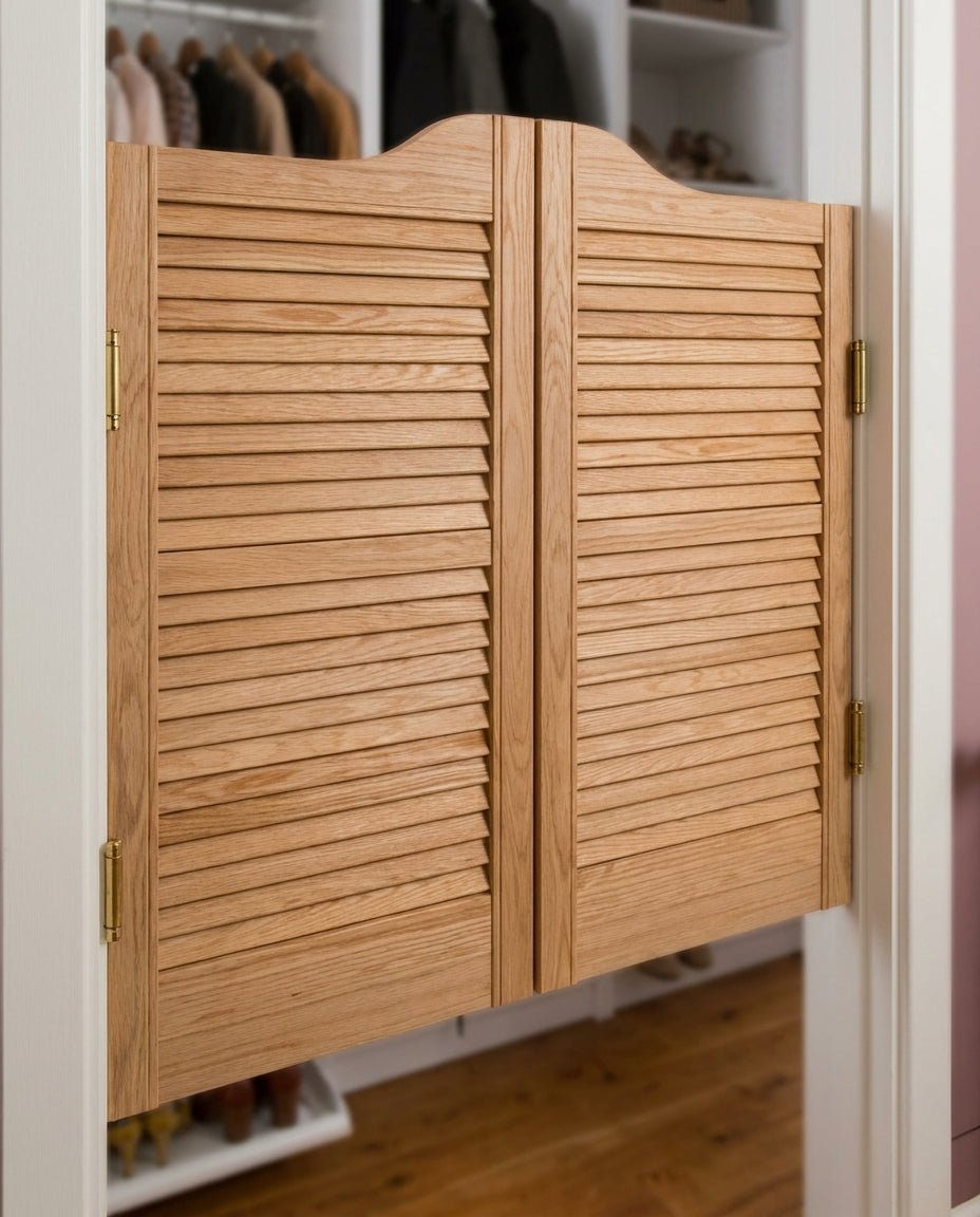 Internal Cafe Style Ranch Louvre Door Pair 28mm Clear Pine - detail view