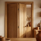 Bi-Fold Internal Oak Door, Unfinished, 10-Panel Design, Solid Core - detail view