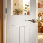 Internal White Cottage Door Primed Finish 1 Light Clear Glass - detail view