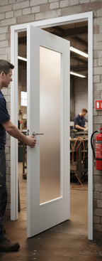 Premium Glazed Fire Door with 7 Panels and V Groove Design for Modern Spaces - High-Quality Professional Grade for Industrial and Commercial Applic...