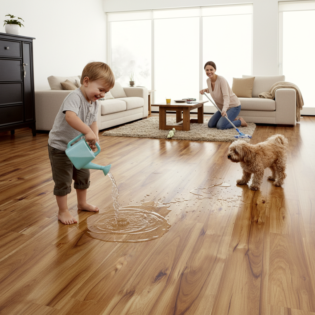 Premium 8mm High Gloss Laminate Flooring with Water Resistance and Elegant Wood Effect