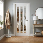 Internal White Door with Primed Finish and 3 Light Clear Glass