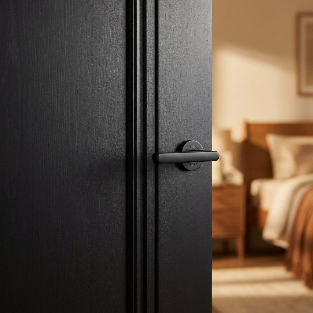 Black Internal Made-to-Measure Elegance Lancaster 1 Panel Fully Finished Door - detail view