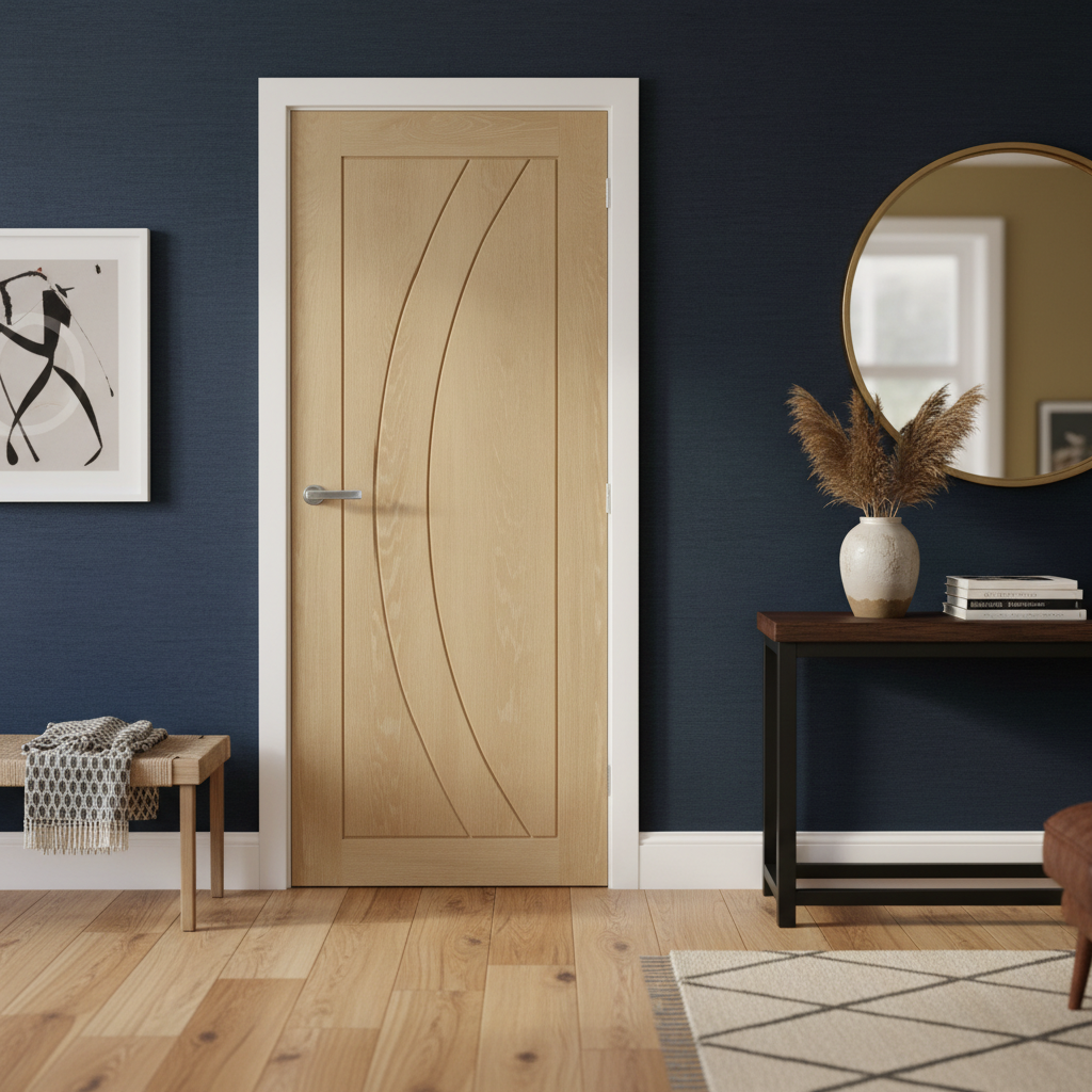 Premium Fully Finished Internal Door with Curved Design and U-Groove for Enhanced Interior Aesthetics