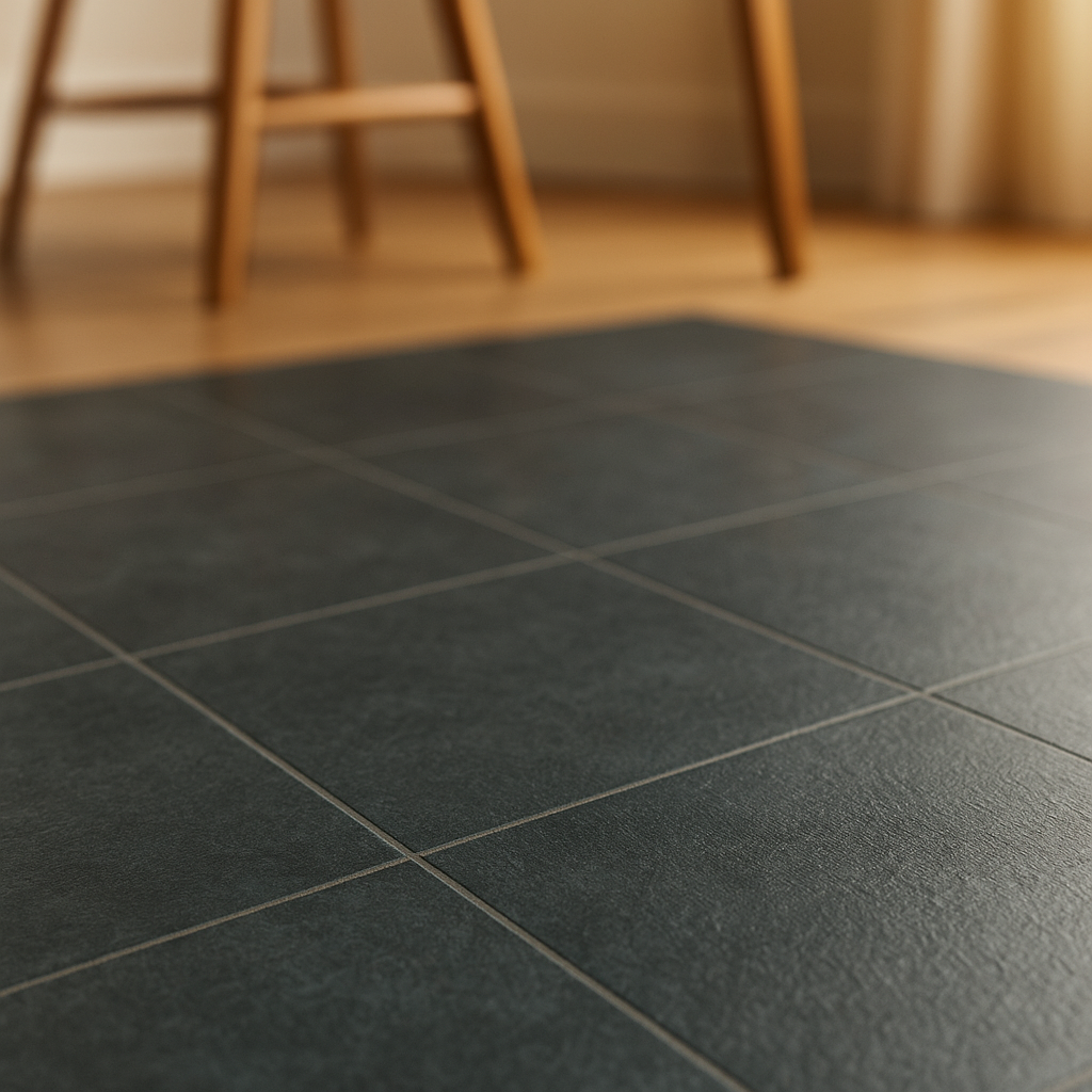 Self-Adhesive Dark Stone Vinyl LVT Flooring Tile 1.5mm Thickness - detail view