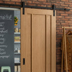 Oak Internal Sliding Door Unfinished 3 Panel Black Face Mounted - detail view
