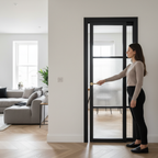 Premium Industrial-Style Reeded Glazed Pocket Door Set with Adjustable Frame for Modern Interiors