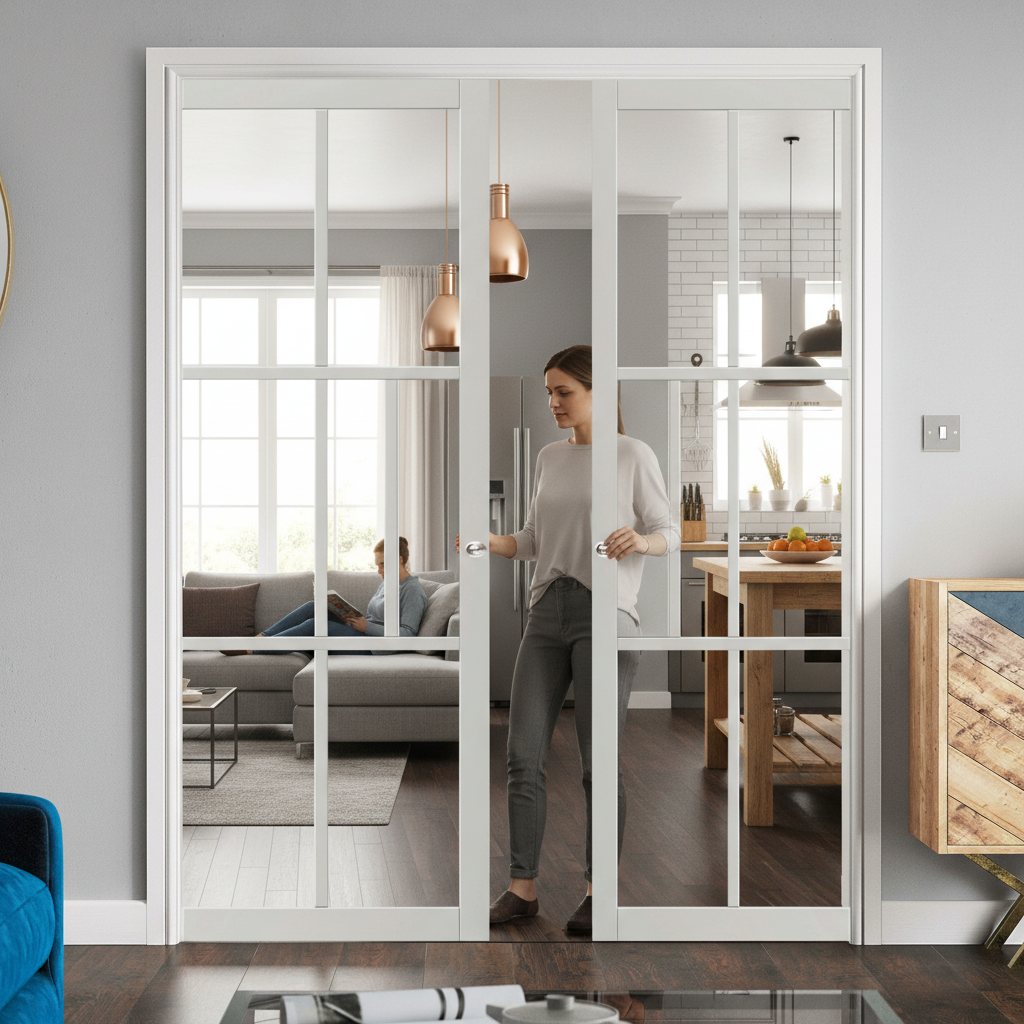 Premium Double Pocket Door Set with Galvanised Steel Frame and Adjustable Jambs - Ideal for Modern Interiors