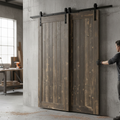 Premium Matt Black 1.98m Sliding Barn Door Bypass Track for Overlapping Doors, Supports 100kg - Space-Saving Solution