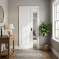 Internal Pocket Door Set, White Primed, 1930's Style, 100mm, Solid Core